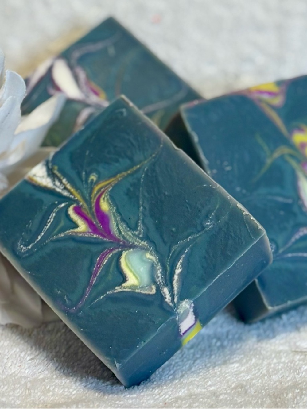 Hand Crafted Deep Teal Swirl Artisan Soap in time for spring